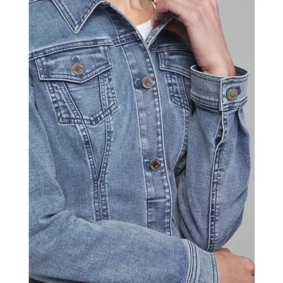 NWT White House Black Market Slim Trucker Denim Jacket Sorelle Original #A1711 - Picture 4 of 12